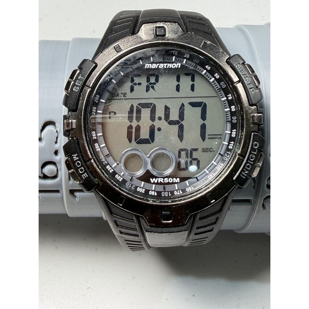 Marathon TSK802 Digital Sport Watch WR50M Black New Battery Working 46.8mm